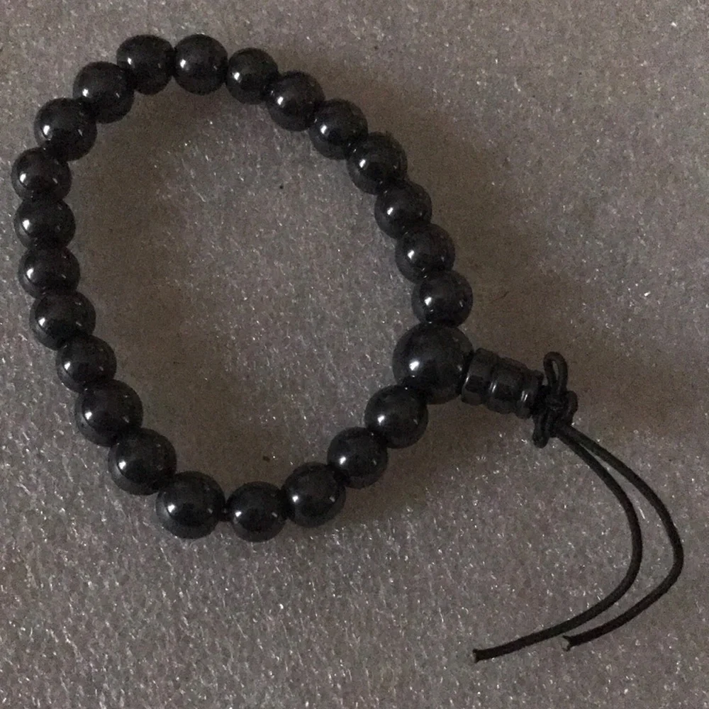 Men's Hematite Beaded Bracelet - Black